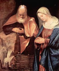 Giorgio da Castelfranco. Adoration of the Shepherds fragment Joseph andMary 1505-1510